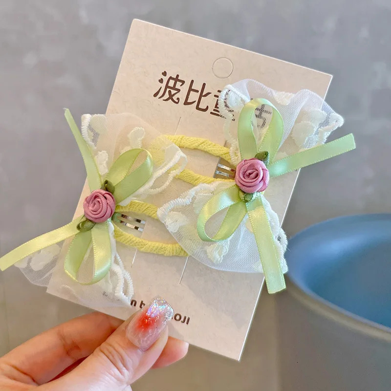 Free delivery of 30 pairs of childrens hair clips mesh bows hair accessories girls side bangs clips 250227