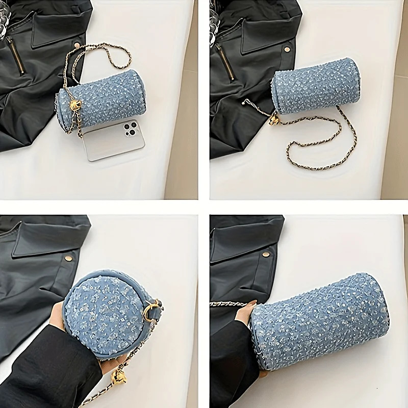 Ship from US Womens cylindrical bag shoulder strap cross body wallet 250227FBB