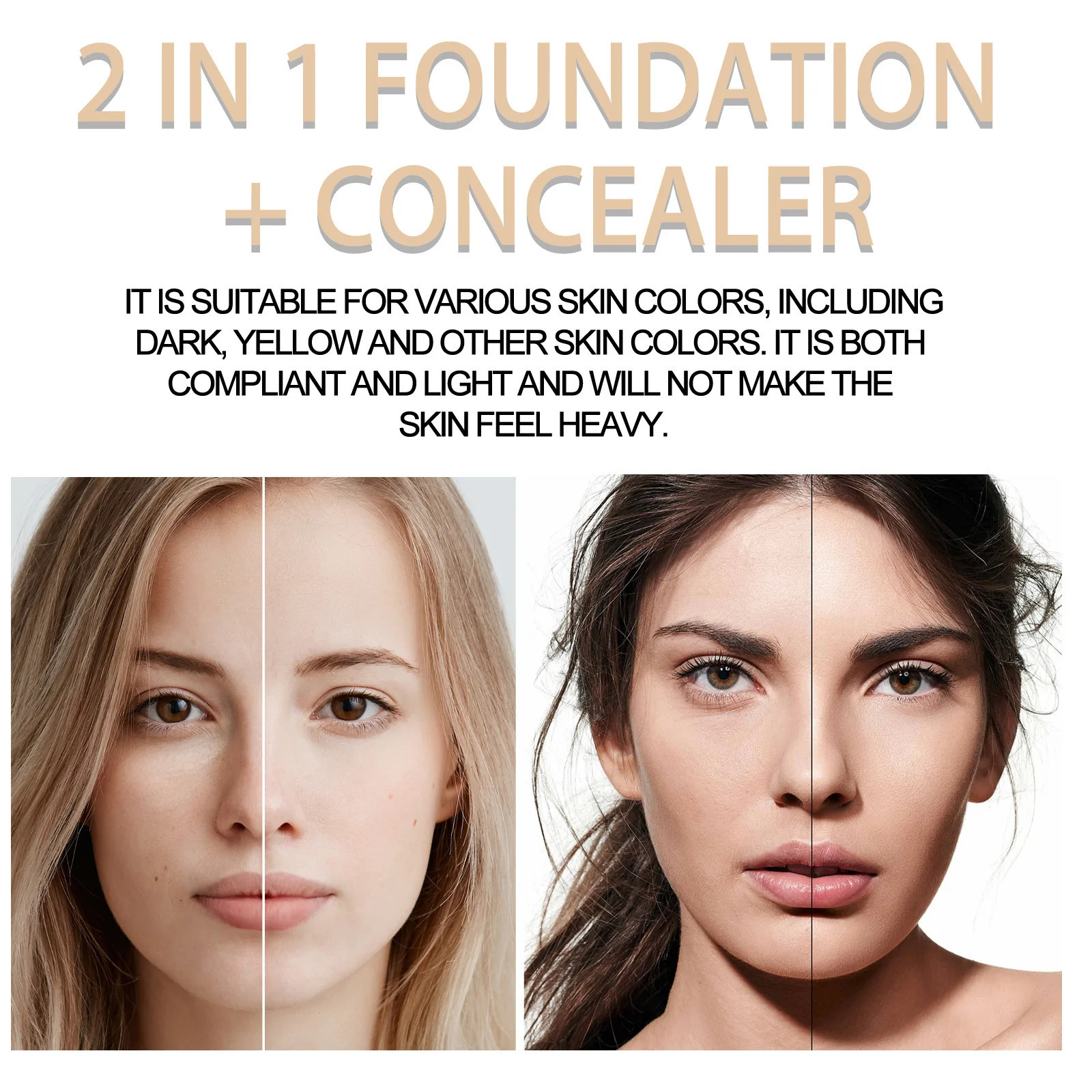Jaysuing 7ml 2in1 Concealer Foundation Makeup Pen Dark Circle Cover Blemish Long-Lasting Concealing Face Contouring 250222