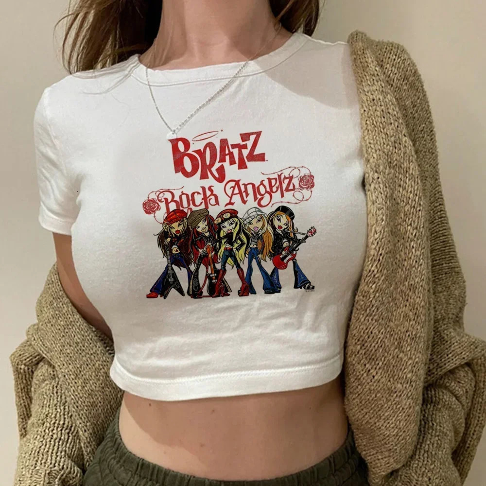 Bratz Vintage Cyber Y2k Crop Top Harajuku Fairycore Hippie Yk2 T-shirts 250227
