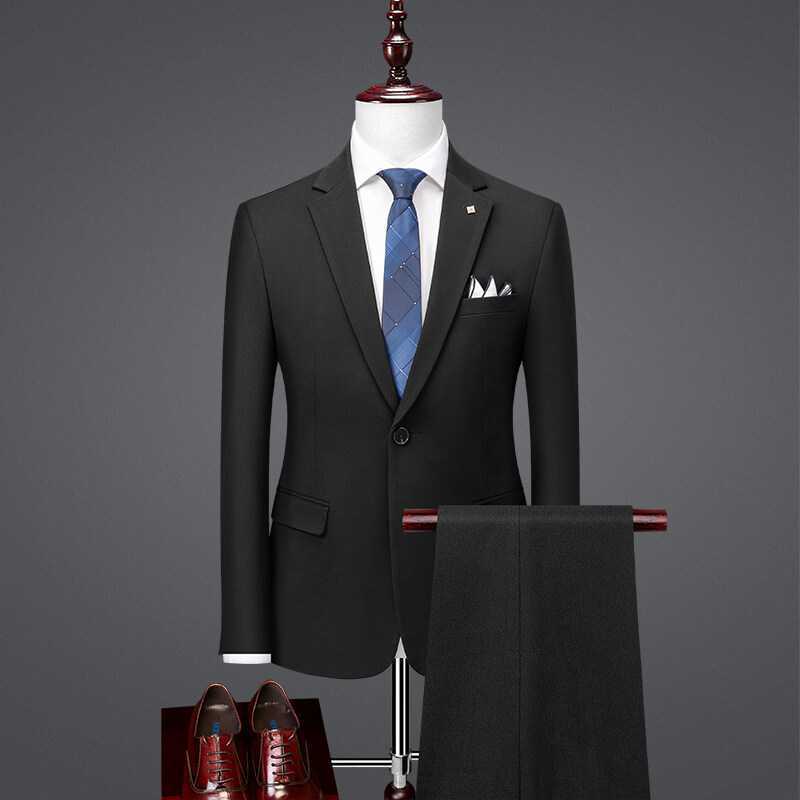 D227Slim-Fit Groom Wedding Outfit - Stylish Korean Fashion Men's Tuxedo Collection