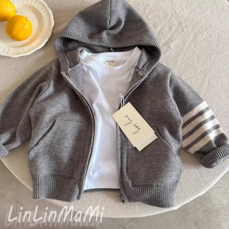 Pullover Childrens sweater jacket for men in Spring and Autumn 2025 new style for small and mediumsizedc hildrenh oodedc ardiganf orb abiest rendyb ra