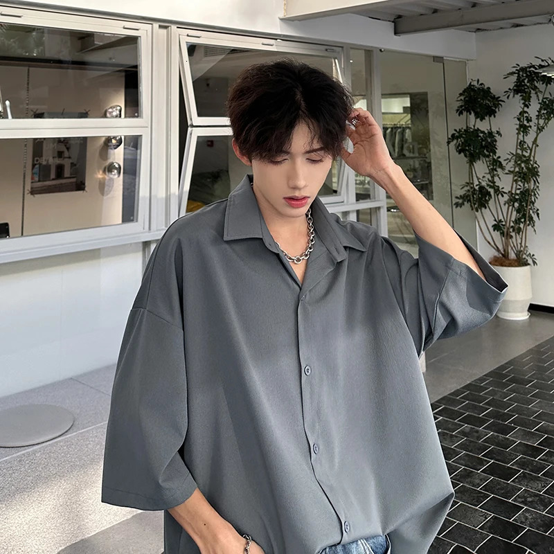 Summer Short Sleeved Shirt Men Oversized Casual Shirt Men Streetwear Korean Loose White Shirts Mens Formal Dress Shirt M-3XL 250224