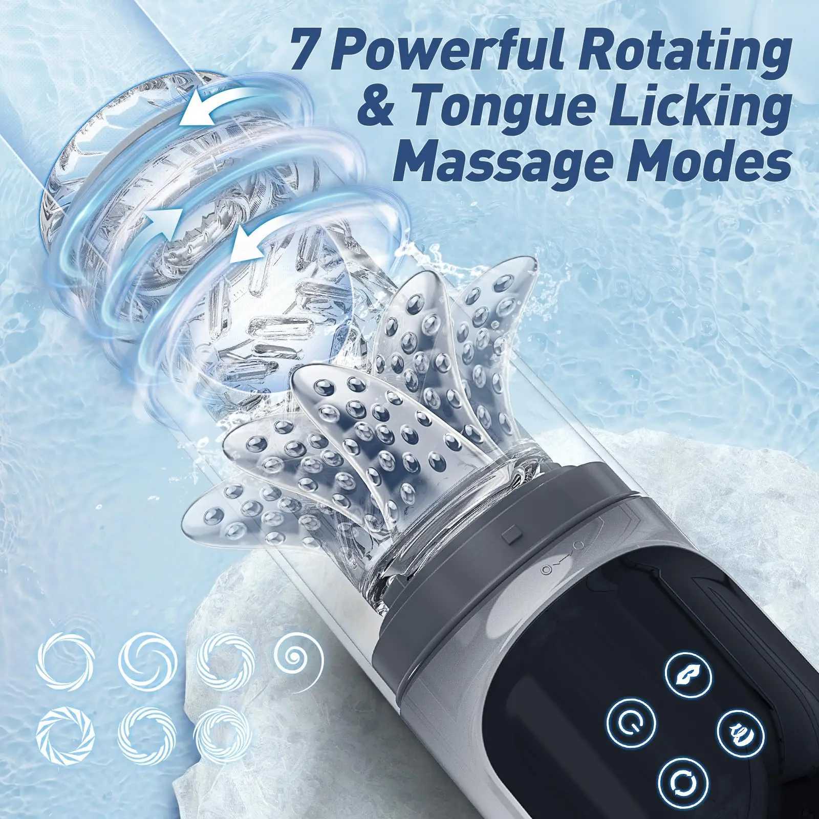 Automatic Male Masturbator Cup 7 Sucking Rotating Licking Modes Pocket Pussy Stroker Blowjob Penis Pump Sex Toys For MenXJ250227