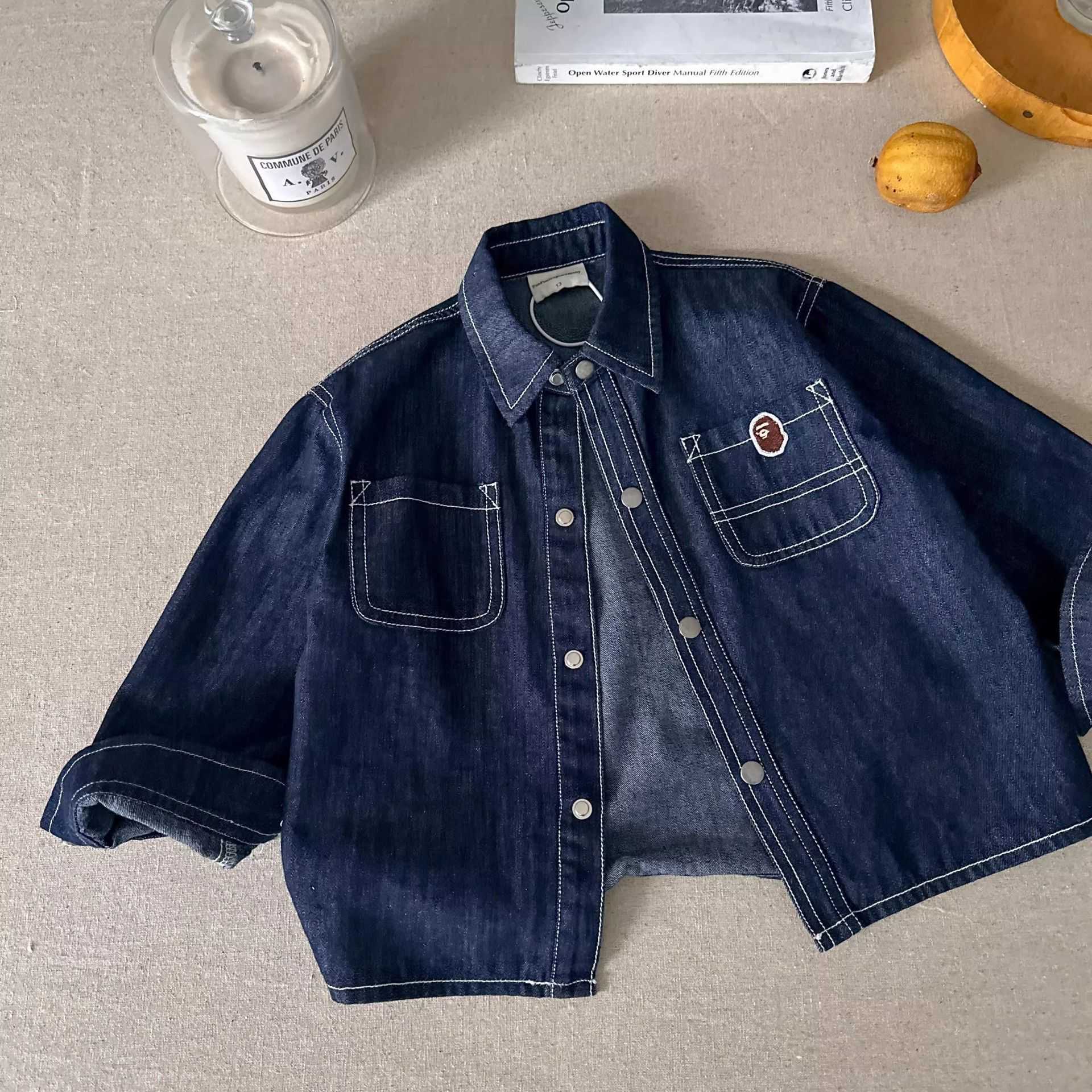 Jackets Denim Shirt 2025 Spring and Autumn New Style for Boys and Girls Trendy Brand Jacket Bright Thread Baby Solid Color Shirt Womens EleganceY25022