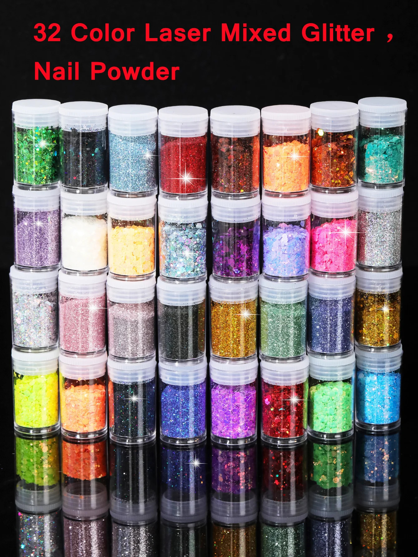 32 Colors of Nail Glitter Face Glitter Sparkly Fine Glitter for CraftingColors of Powder for Arts Crafts Rainbow Body Glitter 250227