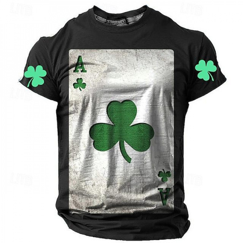 Designer 2025 Spring Round Neck Short Sleeve 3D Poker Digital Printed Loose Men's Casual T-shirt