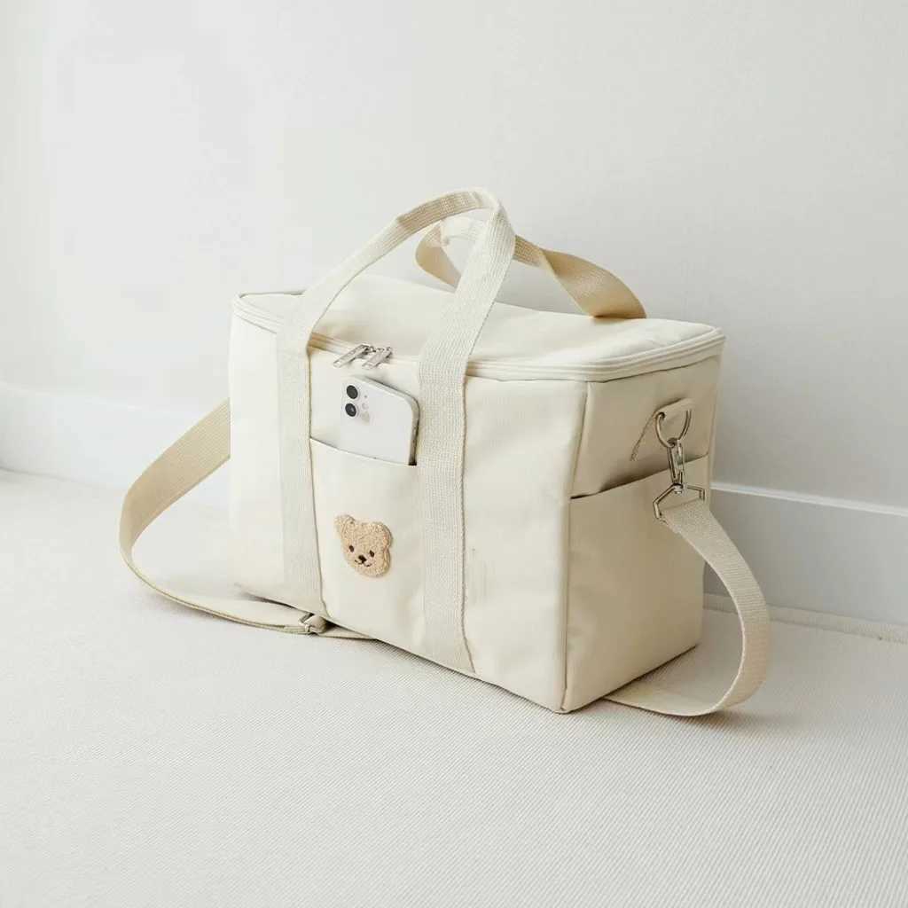 Diaper Bags Bear Embroidered Insulated Mommy Bag Lunch Box Multifunctional Mother Baby Bag for Outdoor Crossbody Mom Bag Y2502279H7H