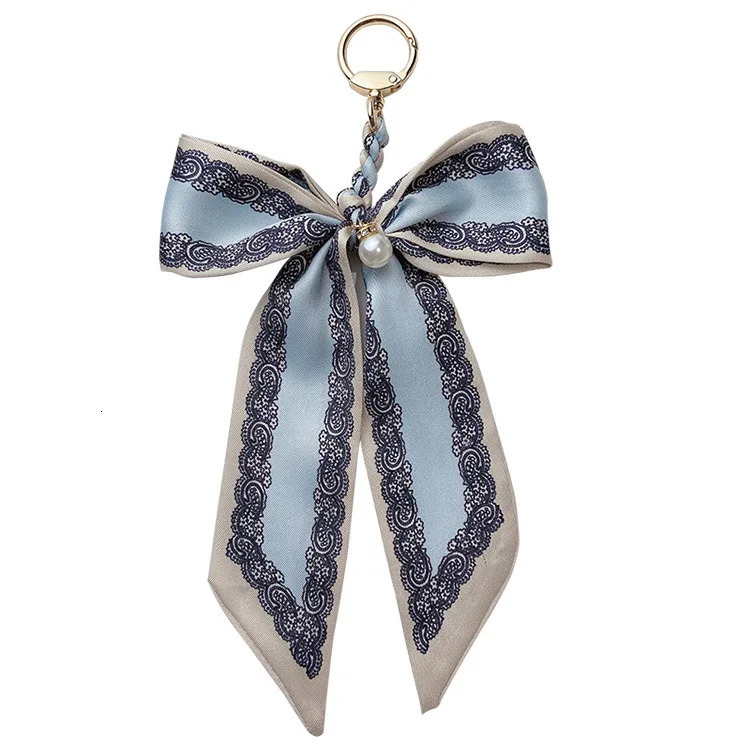 Fashion Weave Silk Scarf Keychains For Women Satin Ribbon Bowknot Pendant Keyring Charm Bag Car Key Holder Key Chains Accessory 250227