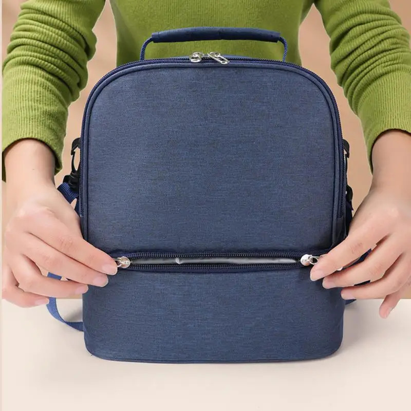 Ship from US Camping Cooler Bag Insulated Snack Pouch Beach Lunch Can With Shoulder Strap Portable Large Capacity BagWith 250227FBB