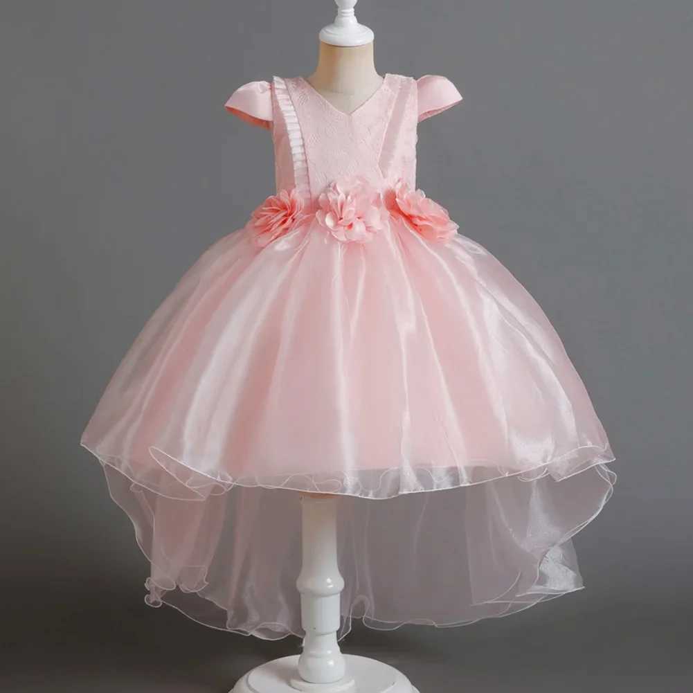 Girls Dresses 2024 elegant and luxurious birthday baby princess dress for girls childrens party holiday dress for children aged 5 to 8 10 and 12 pink 