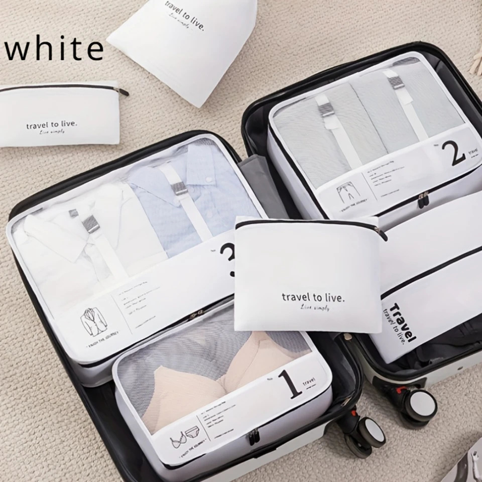 Ship from US 7piece travel organizer set polyester packaging cube with clothing underwear and cosmetic bags efficient luggage sorting bag V 250227FBB