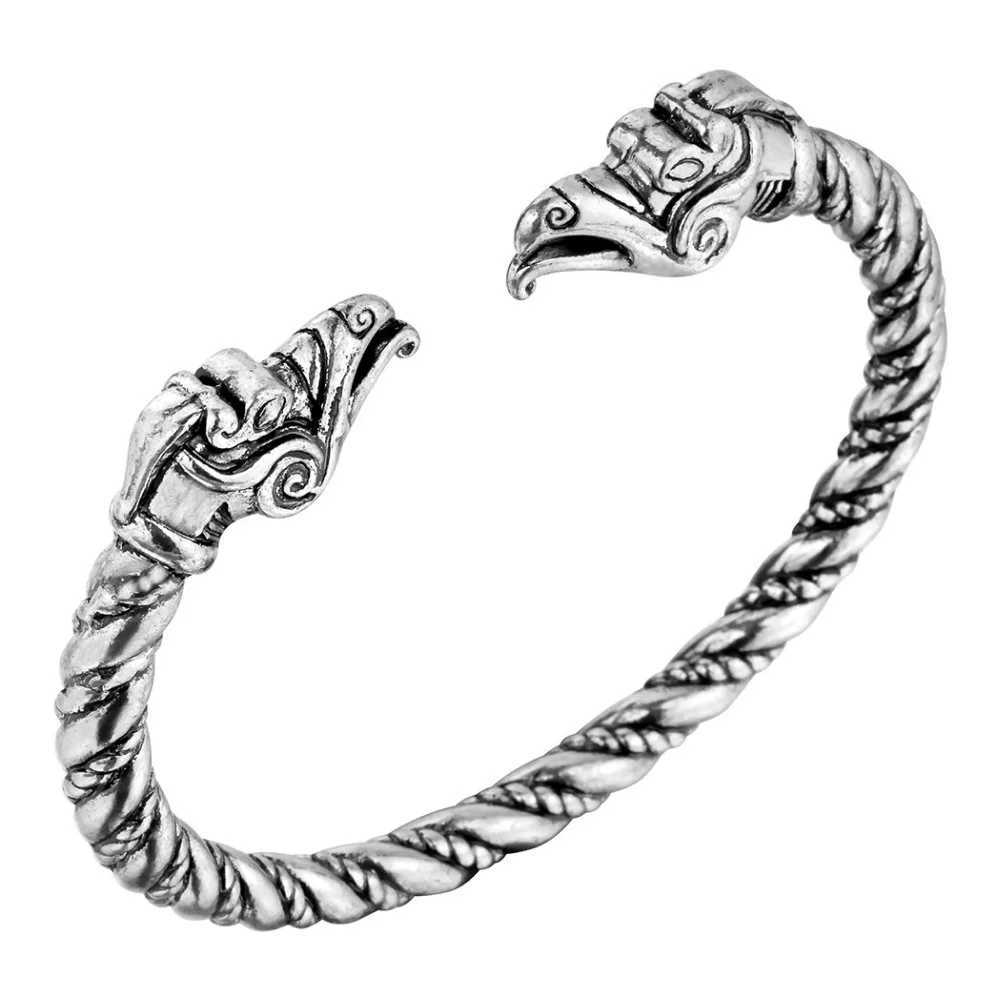 Retro Cuff Wolf Raven Dragon Snake Head Viking Bracelet Men Vikingos Jewelry Bracelet Viking Bangles Women Accories W250227