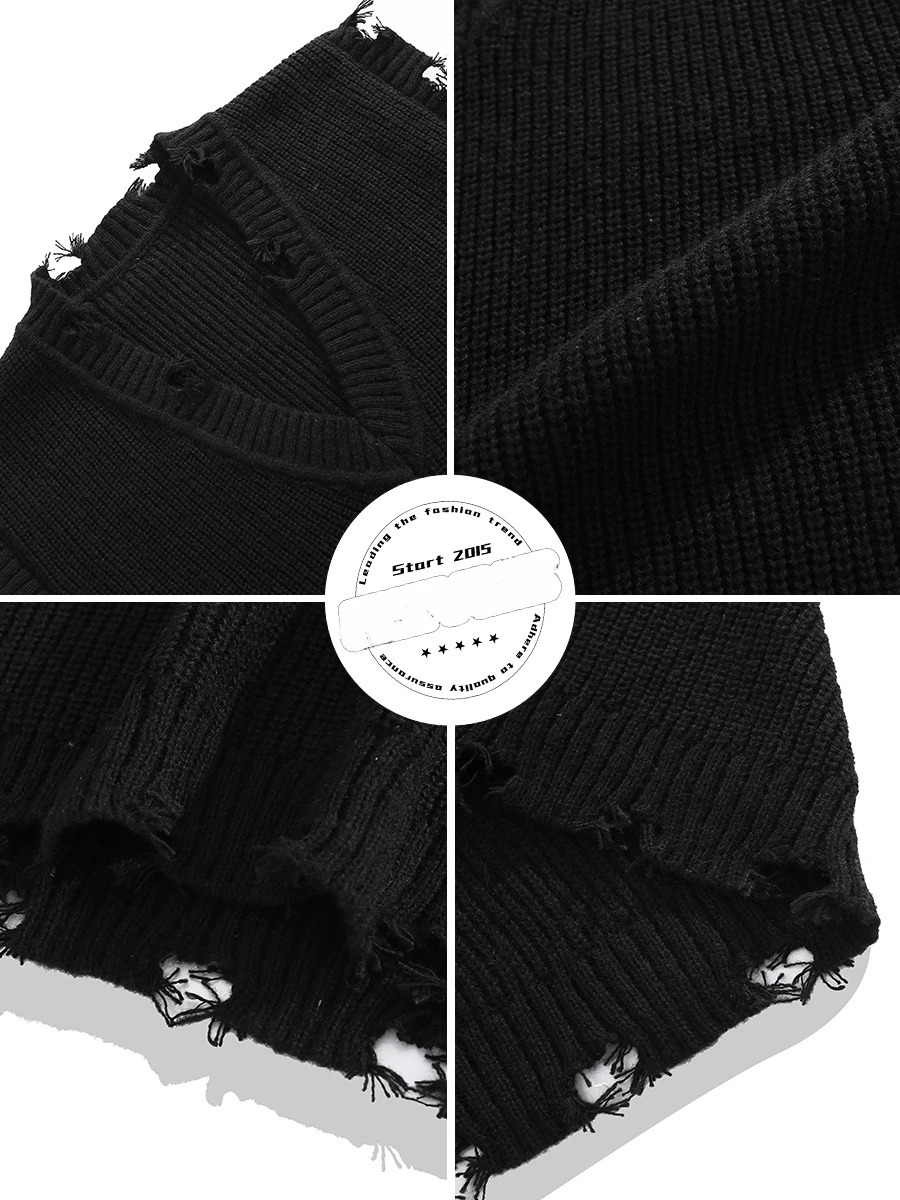 Men and Women College Style Ripped Hole Raw Edge Knitted Vests Trendy Solid Color Casual Versatile Loose Sweater Waistcoat 250225