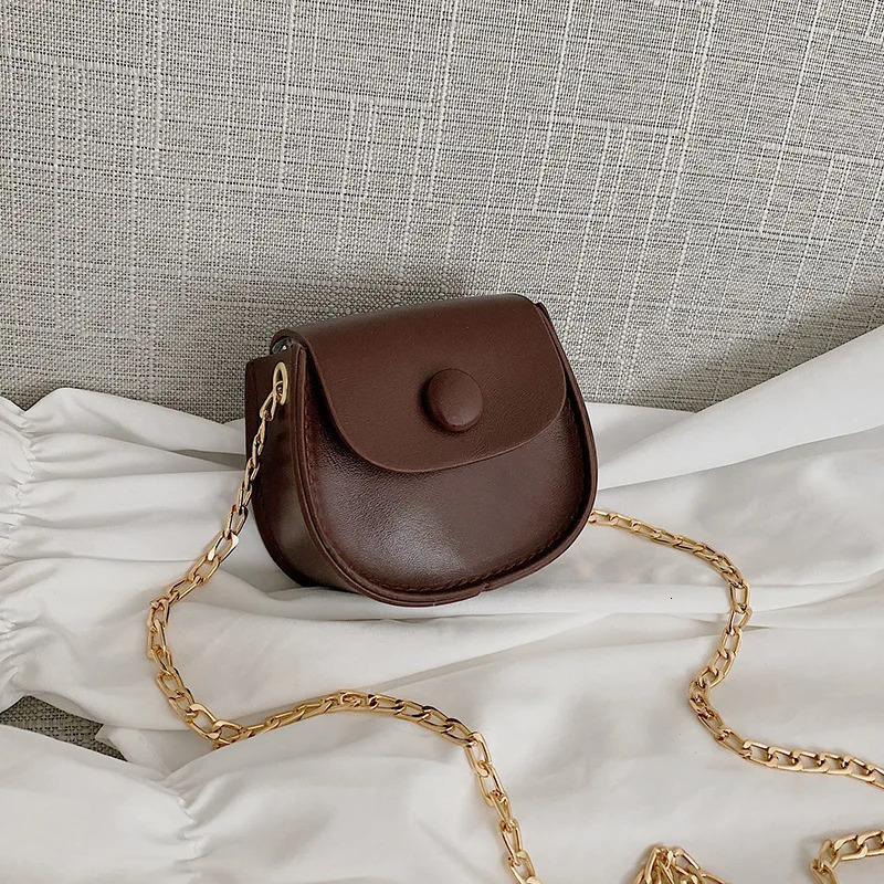 Ship from US Elegant womens bag autumn mini solid color shoulder fashion chain crossbody saddle 250227FBB
