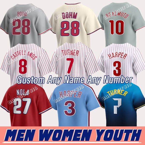 #3 Harper Jersey #10 J.T. Realmuto Jersey Trea Turner Aaron Nola Kyle Schwarber Zack Wheeler Ranger Suarez #8 Castellanos Baseball Jersey PhiladelphiaPhillies Jerseys