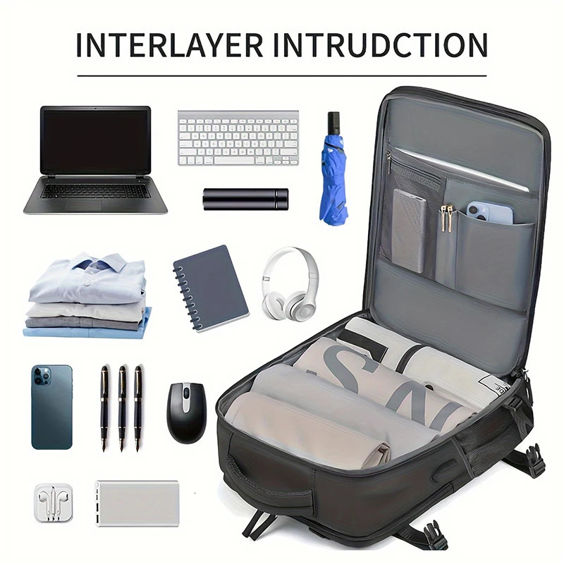 Ship from US Travel Backpack Men Business School Expandable USB Bag Large Capacity 156inch Laptop Waterproof Fashion 250227FBB