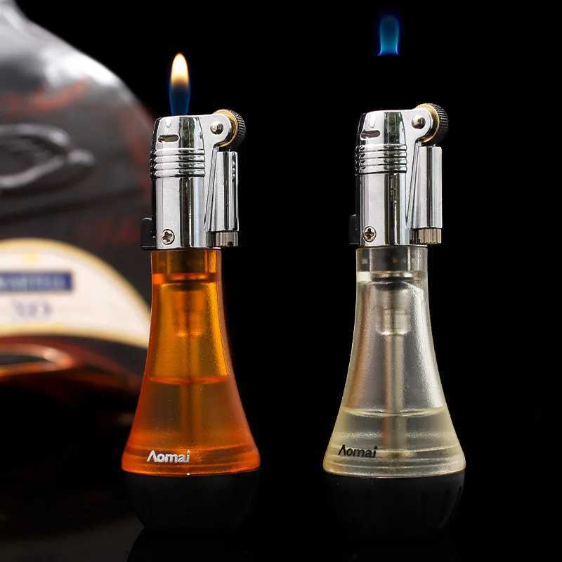 Floating Flame Lighter Creative Ghost Fire Unusual Lighters Refillable Butane Nylon Visible Gas Window Gift for Friends W250227