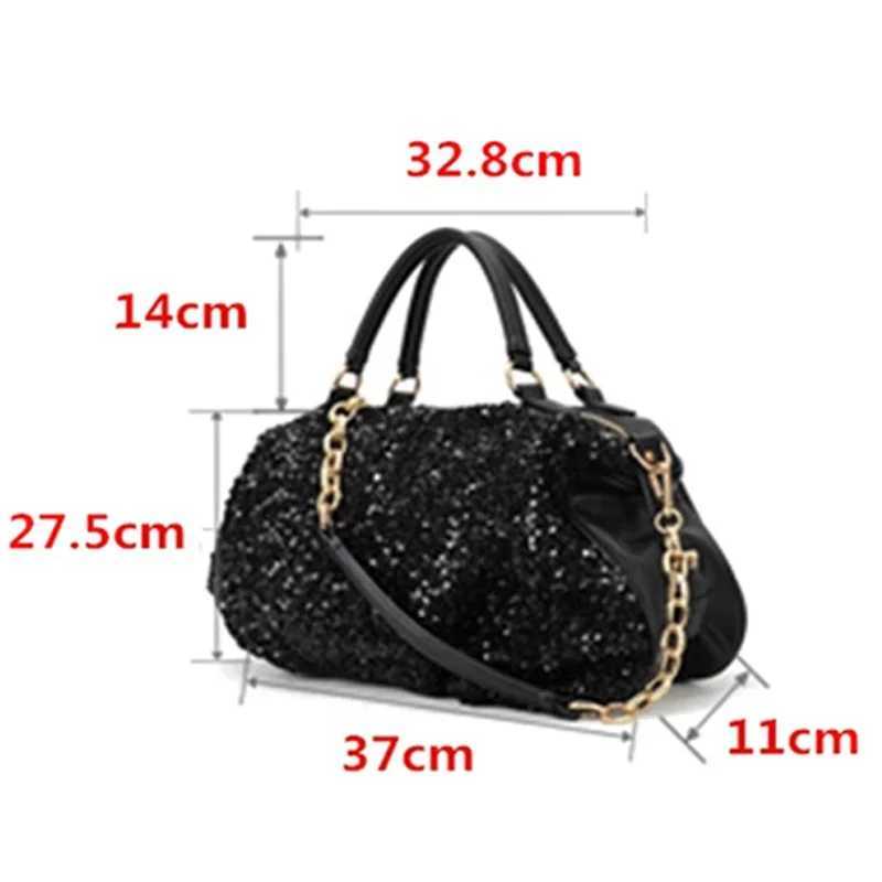 New Arrival new womens bag PU leather womens shoulder bag sequin patent leather bag casual wild hand womens shoulder bag T250227