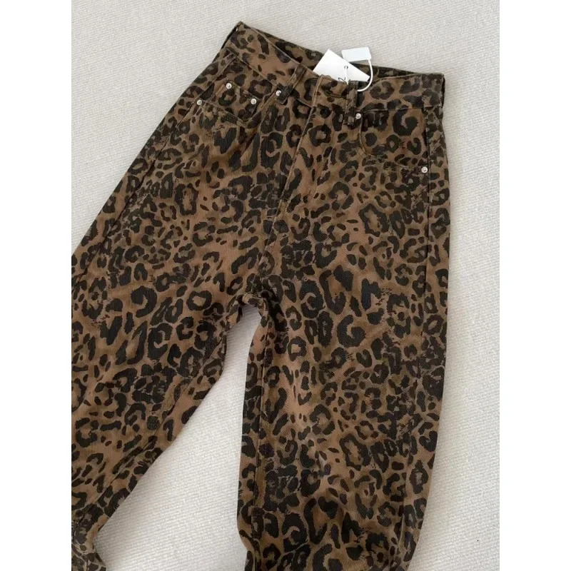 American Retro High Street Casual Loose Wide Leg Leopard Pants For Women Y2k Hiphop Cargo Grunge Baggy Trousers 250227