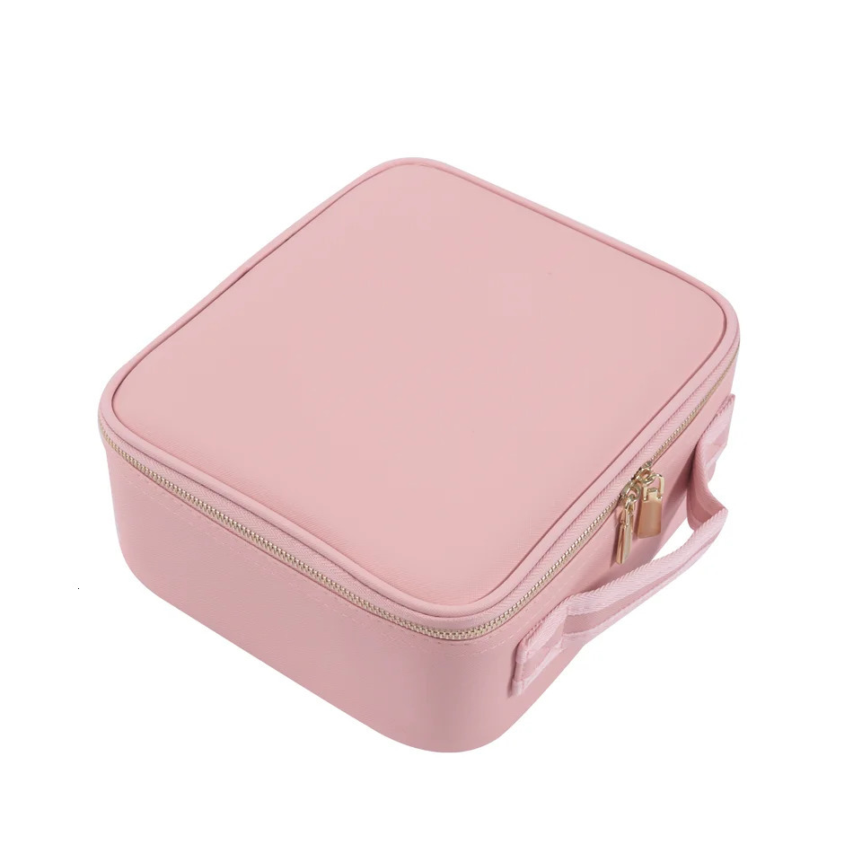 Ship from US Silent Valley Cosmetic Box With Mirror Travel Case Portable Makeup Bag Adjustable Dividers Toiletry Jewelry Gift 250227FBB