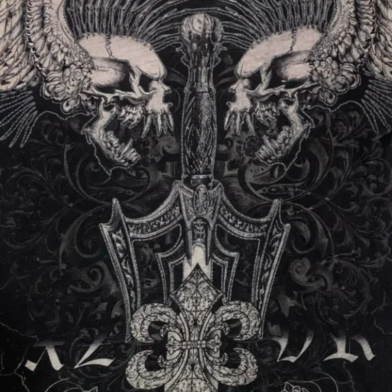 Harajuku Street Retro Tshirt Hip Hop Round Neck Mens and Womens Extra Large Short Sleeve Gothic Clothing 250226