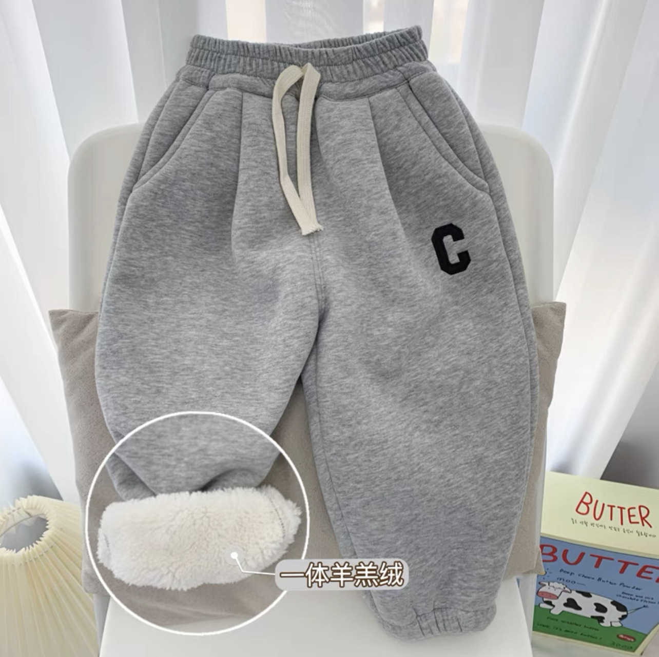 Jeans Linlin Mommy 2025 Winter Childrens Velvet Pants Lamb Velvet Male Baby Warm Sports Casual Pants TrendyY2502274M63