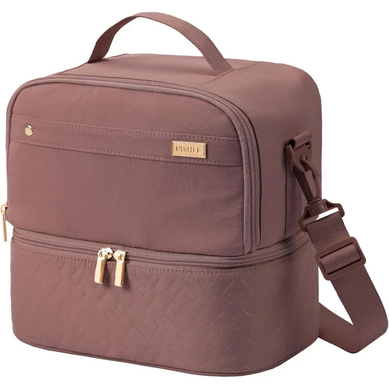 Ship from US Lunch Bag Women Insulated Two Separate Compartments Meal Box with Adjustable Shoulder Strap Leakproof Cooler Wor 250227FBB