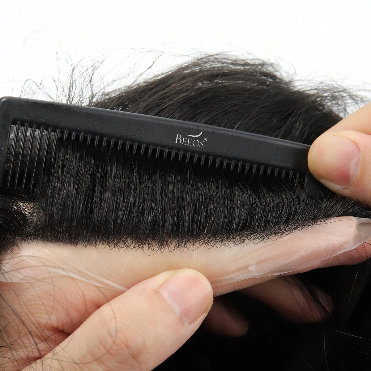 Beeos TJNG 6 inches 0.03-0.04mm Super Thin Skin Men Toupee Hair System Human Hair Protesis Capilar Hombre Pelo Humano 250227
