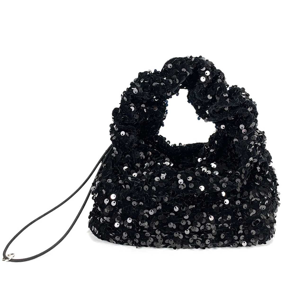 New Arrival Green sequin bead bottom bag fashionable portable bucket bag shiny shoulder bag womens handbag T250227