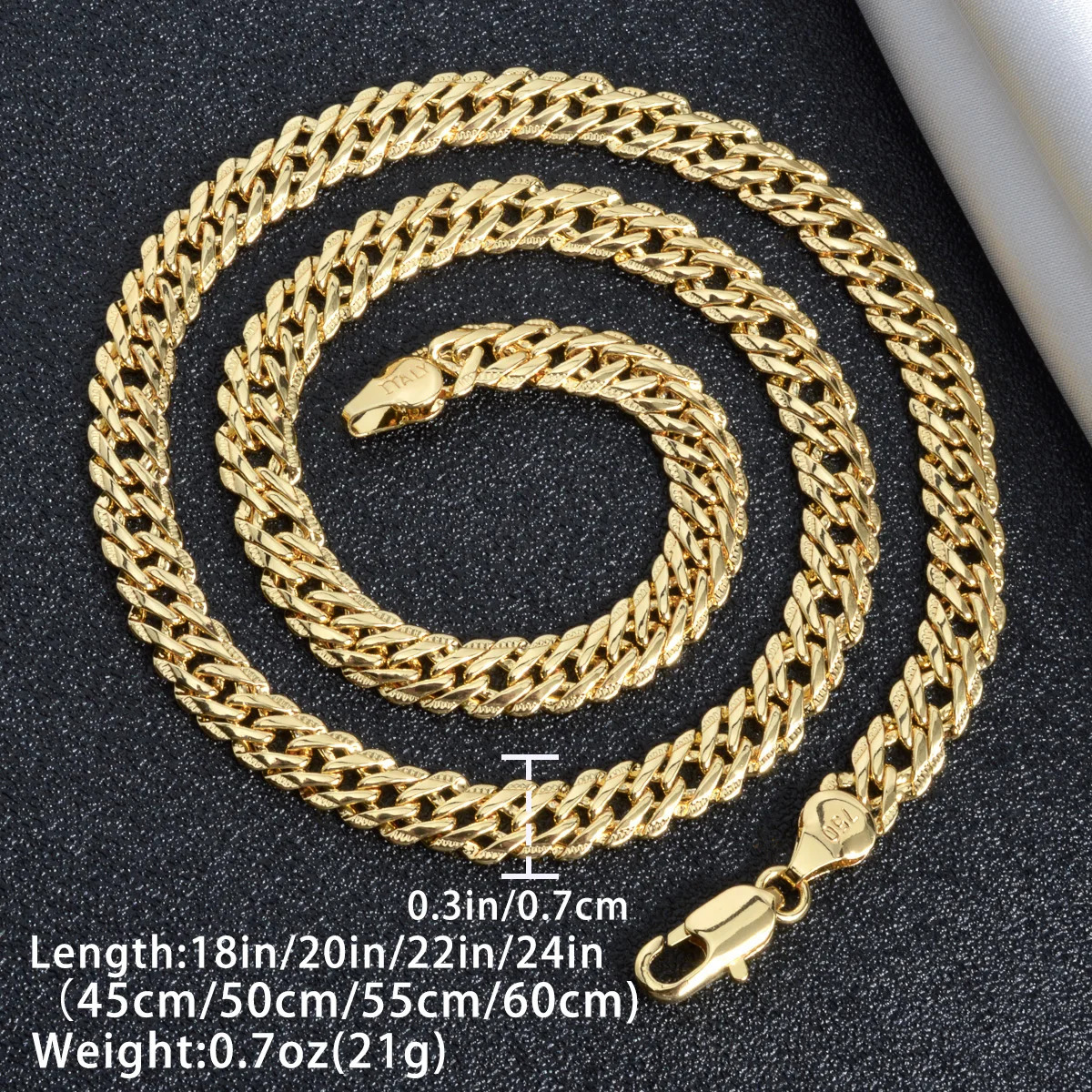 Hiphop Punk Curb Cuban Men Chains Gold Color Italian Copper Necklace Fashion Wedding Party Jewelry Accessories 250227