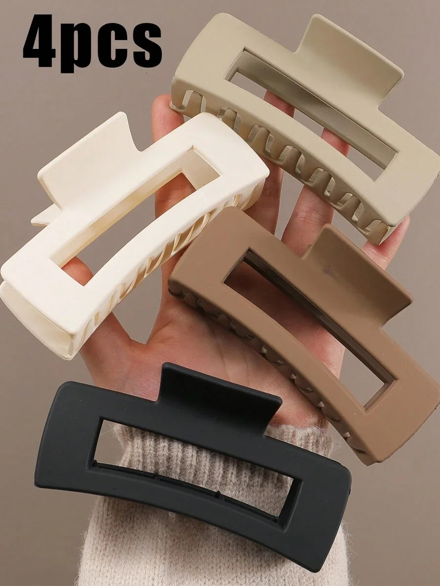 24 black and white khaki square hair clips 3D claw clip accessories used for daily hairstyle 250218