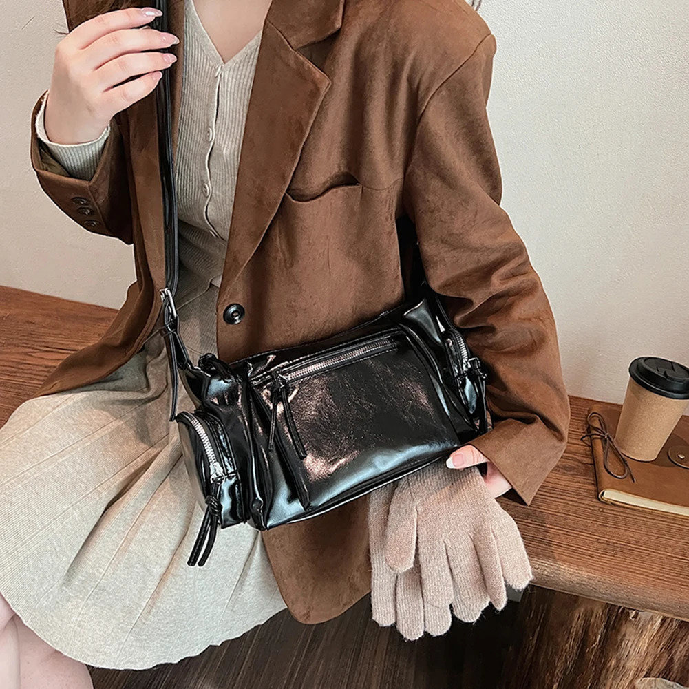 Ship from US Shoulder bag soft PU leather handbag multi pocket bottom womens work shopping travel homeless 250227FBB
