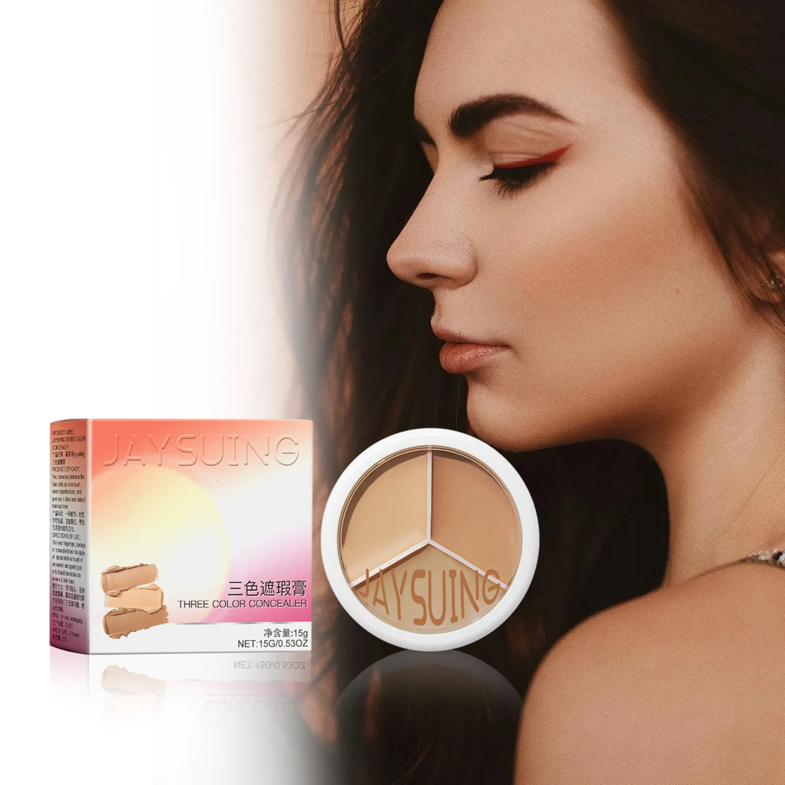 Jaysuing 3colors Concealer Cream Full Coverage Spot Dark Circles Contour Concealer Palette with Brush Cosmetic 250222