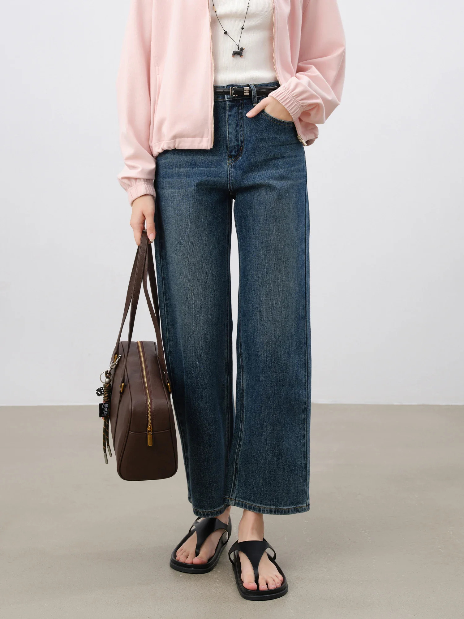 ZIQIAO Petite Size Women Spring Jeans Cotton Elastic Female Retro Denim Blue Cropped Jean Casual Pants 25ZQ91117 250226