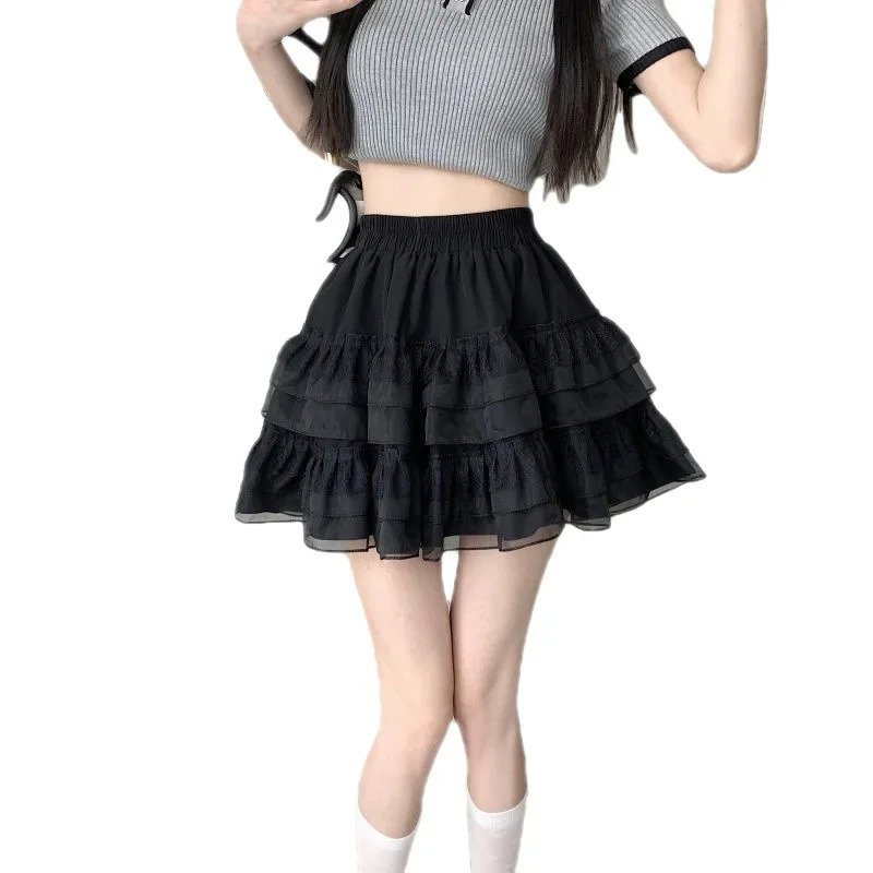 Plus Size Plus Size Womens Lace Cake A- Skirt Summer Style High-Waisted Mesh Skirt Puffy Skirt For Plus Size s 250224