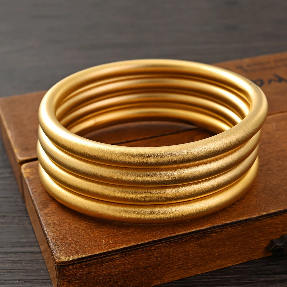 65mm Gold Color Bangle Bracelet Africa Arab Assemble Wholesale Fashion Abrasive Blasting Woman Men Nicely Jewelry Gift 250227