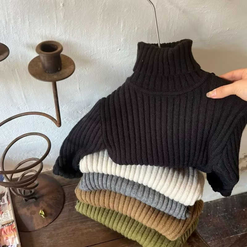 Pullover Childrens sweater simple red sweater for boys and girls autumn and winter casual with raglan sleeves knitted sweater pullover top for childre