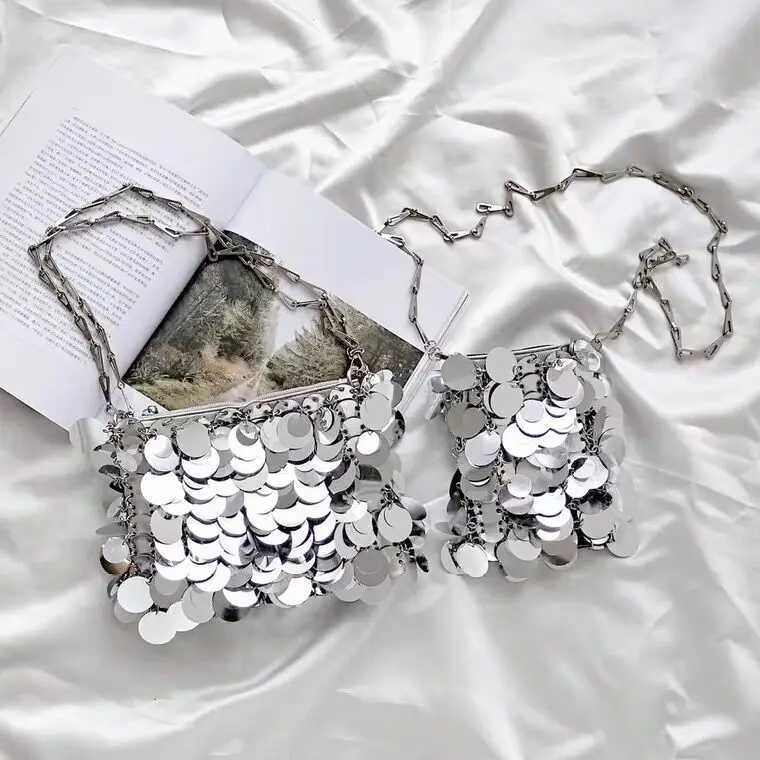 Sequins Handbags Silver Bag Women Small Tote Bag Bling Fashion Lady Bucket Handbags Girls Glitter Purses Z250227
