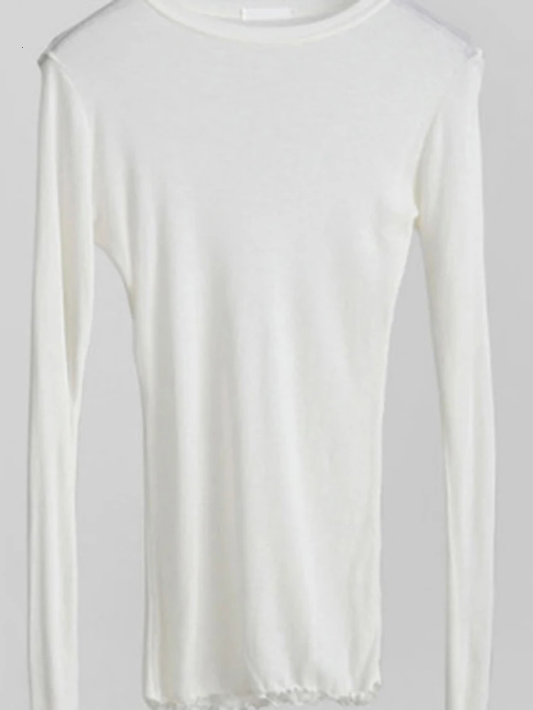 High Quality Plain T Shirt Women Cotton Elastic Basic Tshirts Female Casual Tops Long Sleeve Sexy Thin Tshirt see through 250226