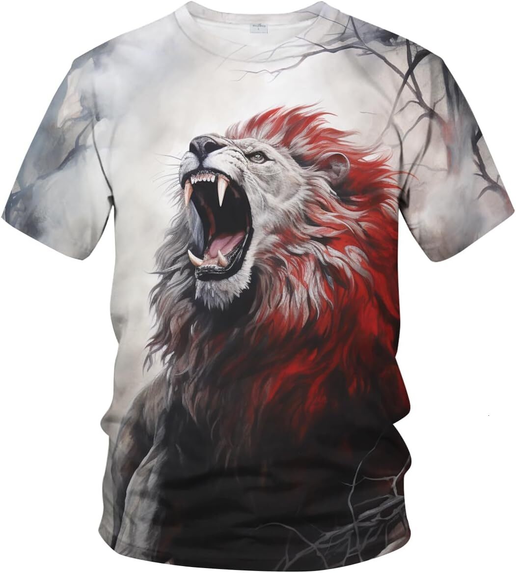 Mens T shirt Mens Animal Lion 3D Printed T-Shirt Casual Short Sleeve Tee Shirt tee Casual tops summer clothes cool Cool Wolf