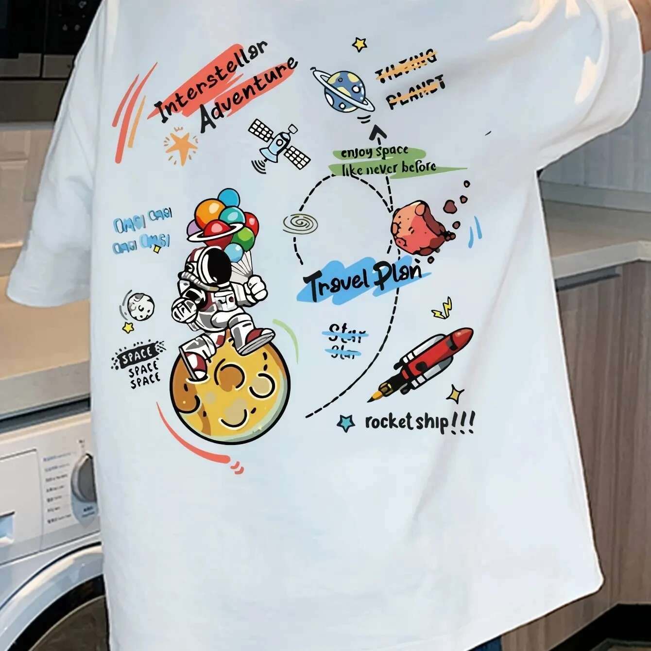Summer New Astronaut 3D Printed Designer T-shirt, Loose And Versatile, Fashionable Plus Size Short Sleeved Casual Street Hip-hop Men's Clothing