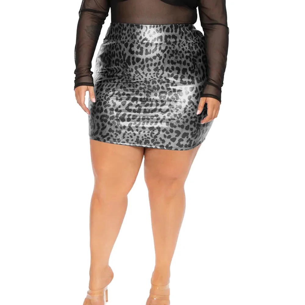 Plus Size Leopard Printed High Waist Mini Skirts Women Sexy Bodycon Short Club Skirts Summer Party Pencil Bag Hip Casual Skirts 250224