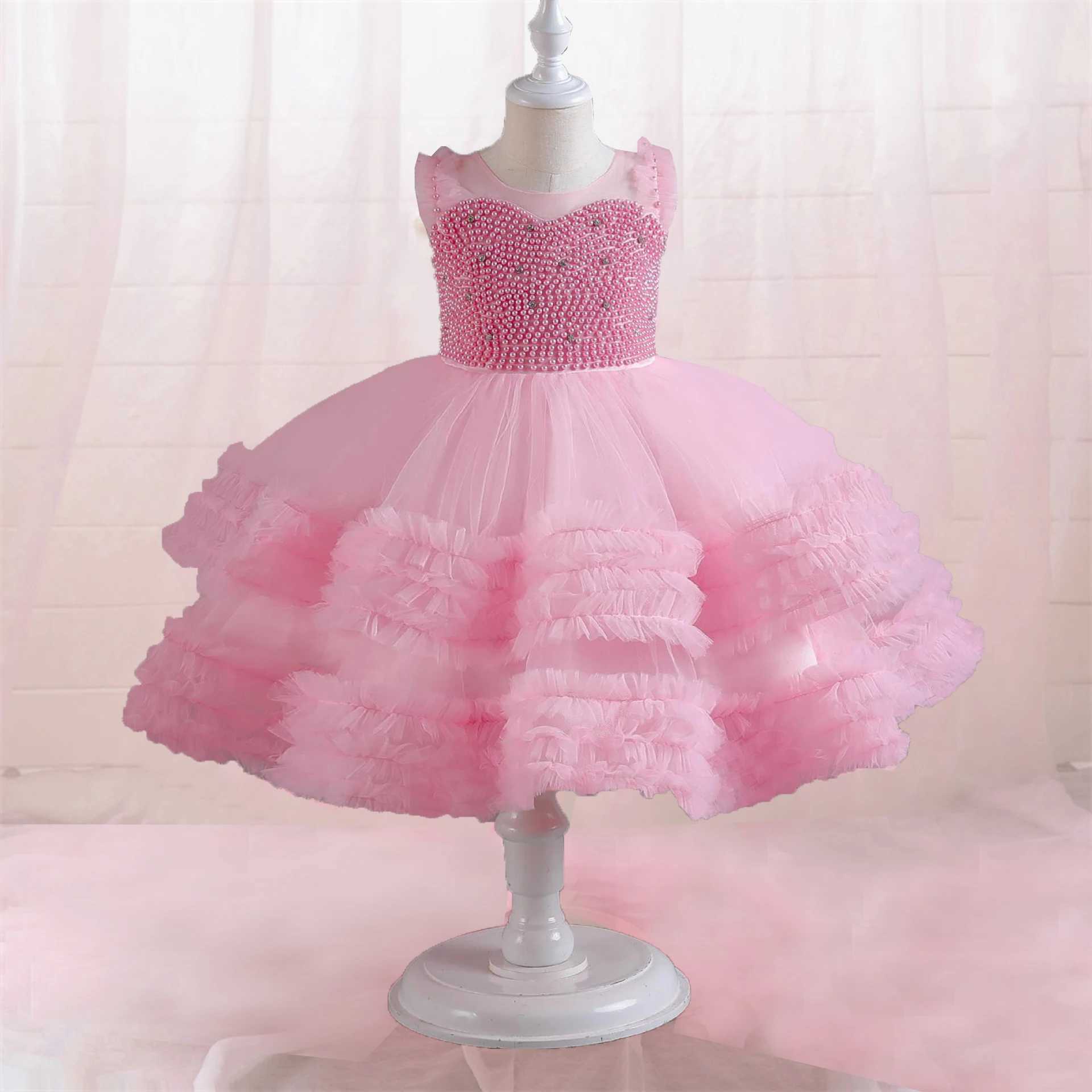 Girl's Dresses Shiny Toddler Little Girls Beaded Ruffled Wedding Flower Girl Birthday Party Pageant Dance Party Gown Y22020 Y2502273F8V