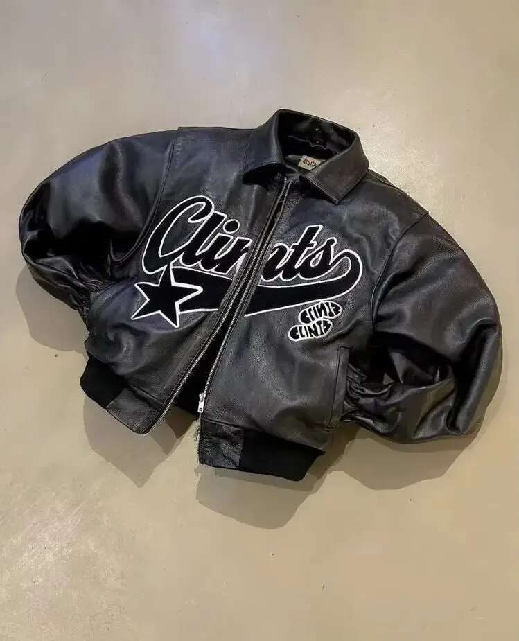 Retro Y2k Gothic Jackets for Men Hip Hop Rock e Letter Pattern Pu Leather Black Thickened Loose Zipper Jacket Coats