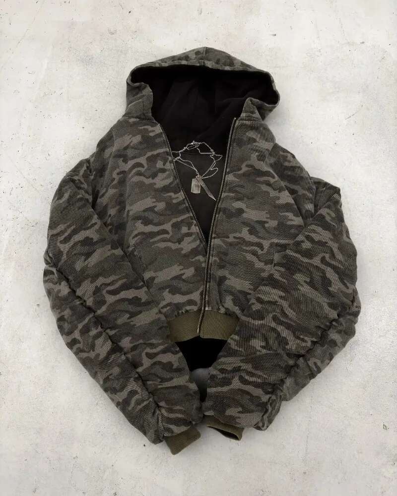 Y2K Retro Camouflage Reversible Jackets Warm Jacket for Women and Men Coats Clothes Haruku Hip-Hop Casual Street Wear