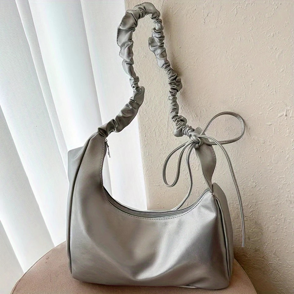 Ship from US Fashion Shoulder Bag Chic Armpit Purse Ruched Strap Detail Versatile Handbag 250227FBB