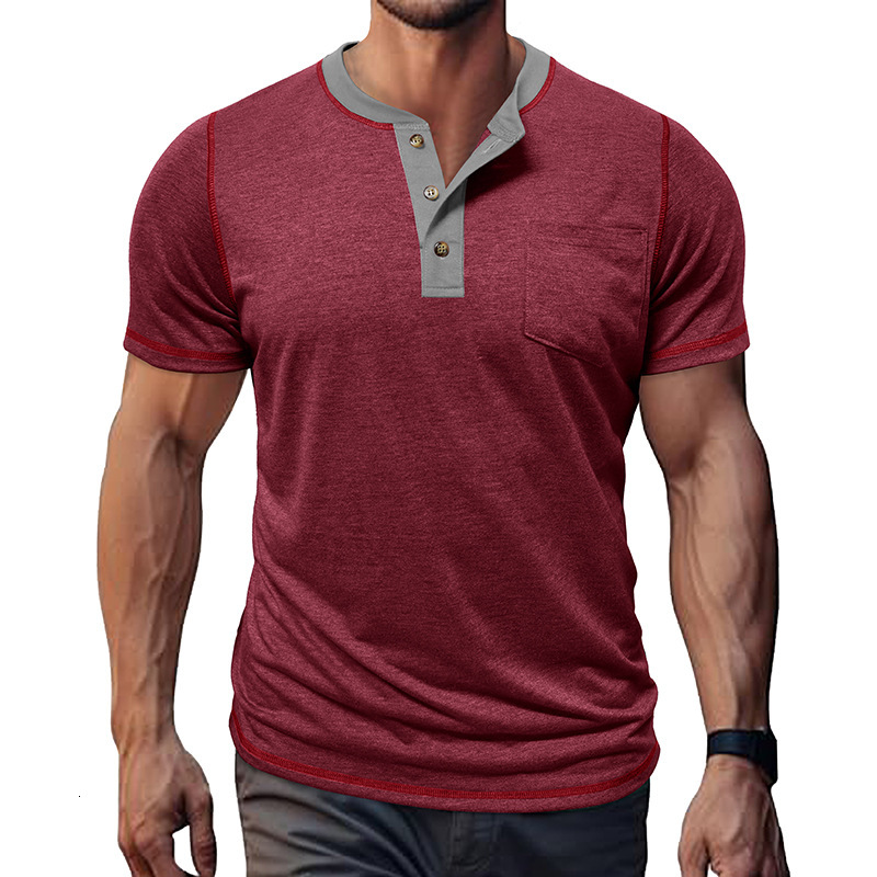 Designer Fashion Trend Free Shipping 2025 Summer New T-shirt Casual Men's Short Sleeved Henry Shirt