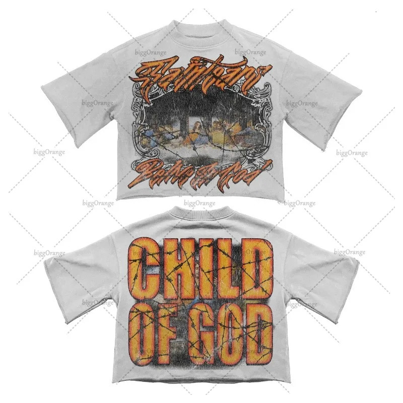 Y2K Gothic Harajuku Streetwear Tops Men Trendy Retro Letter Print Oversized T-shirt Punk Pure Cotton Casual Short Sleeves 250225