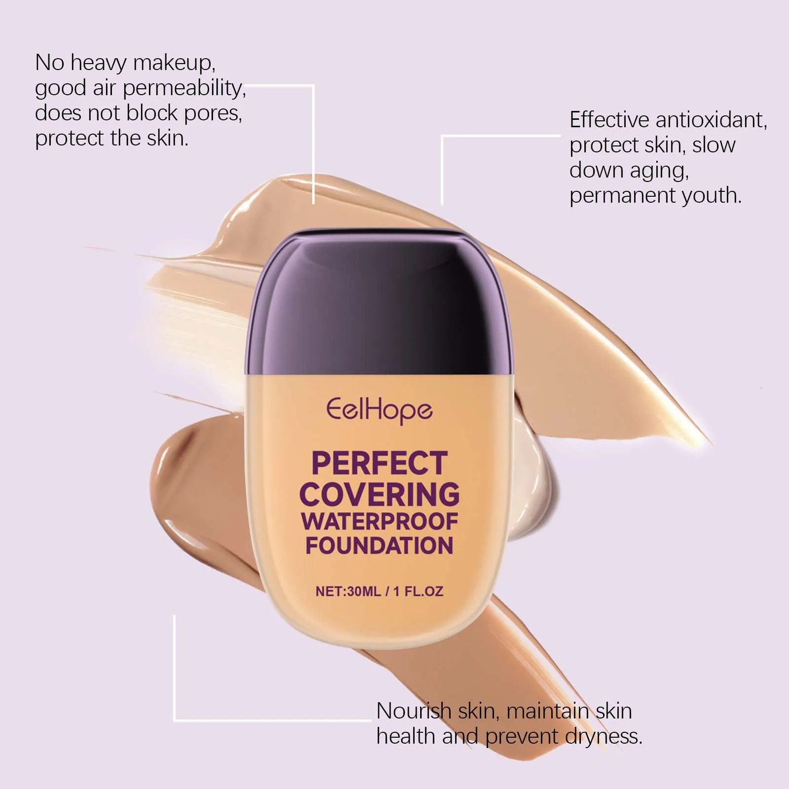 EELHOE 30ML Ivory White Concealer Foundation Full Face Long-lasting Cover Dark Circle Brighten Matte BB Cream Waterproof Makeup 250222